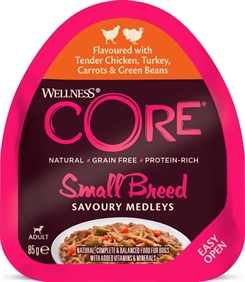 CORE Savoury Medleys Small breed, kylling og kalkun 85g - hundemad - BestFør07/12/2025